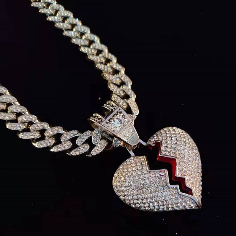 Iced Out Heart Break Necklace