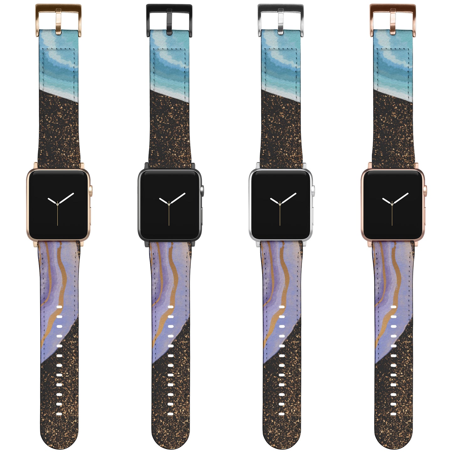 Apple Watch Band With Black, Gold Glitter, Agate Style by Rachy Sparkle