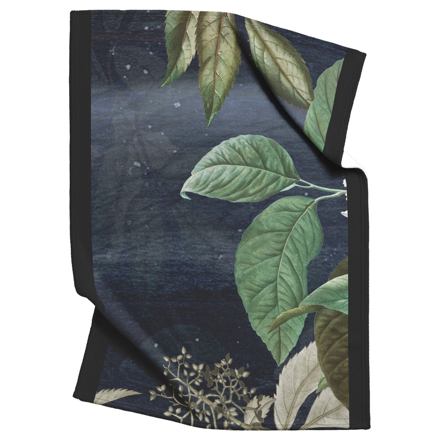 Black Fleece Blanket With Some Modern Herbs