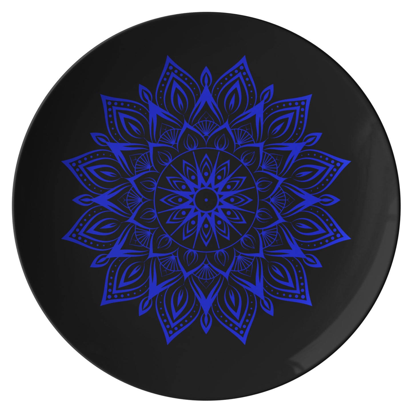 "Blue Mandala on Black" Dinner Plate