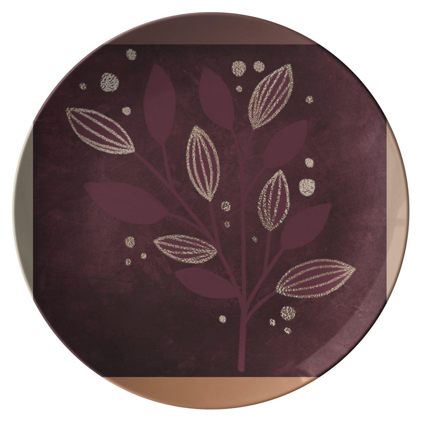 Burgundy Brown Plate With Gold Luxury