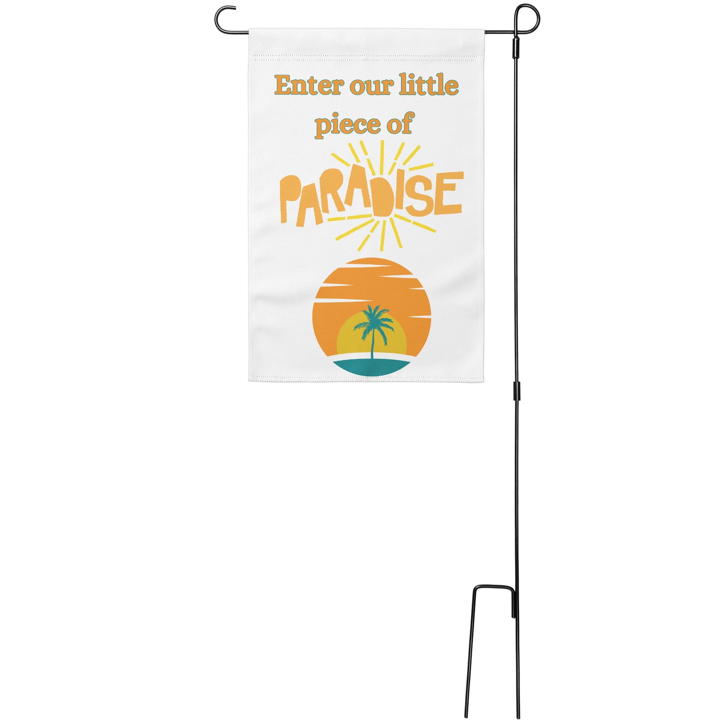 Enter Our Little Piece of Paradise Orange sun With Palm tree