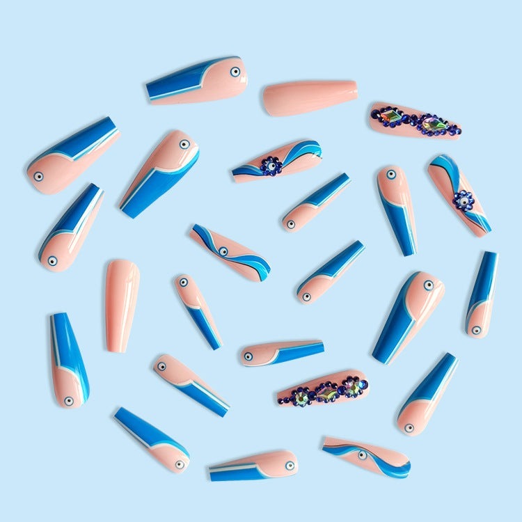 Hot Selling Faux Ongles Reutilisable Highend Quality False Nails Long Coffin Fake Nails Rhinestone Press On Nail