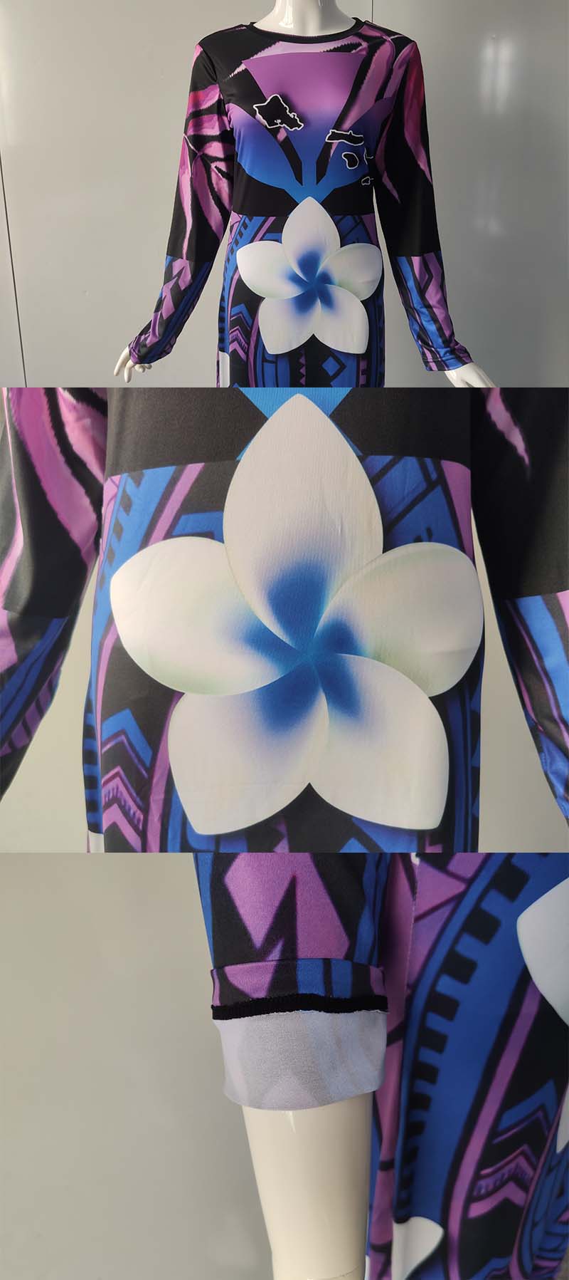 50 different color variations, Purple & Black, Yellow Hibiscus Print, in small, medium & large, Hawaii, Spring, Casual Dress, Women Clothing, Women Dress, Long Sleeve, Custom Couple Clothes, Men's matching shirt