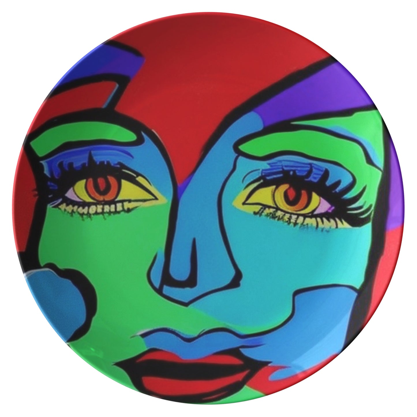 Red Blue Green Pop Art Plate by Rachy Sparkle