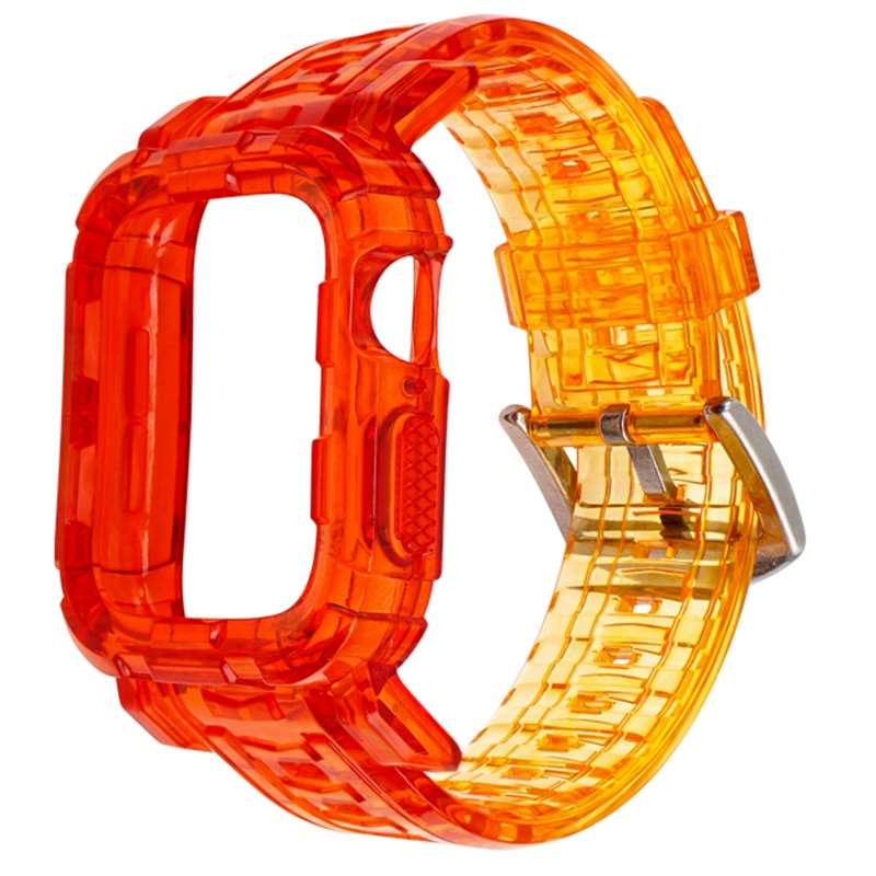 Case+Strap for Apple Watch 8 Band 5 44mm 40mm 42mm 38mm Transparent Silicone Bracelet Rubber wrist for iWatch Series 6 se 5 4 3