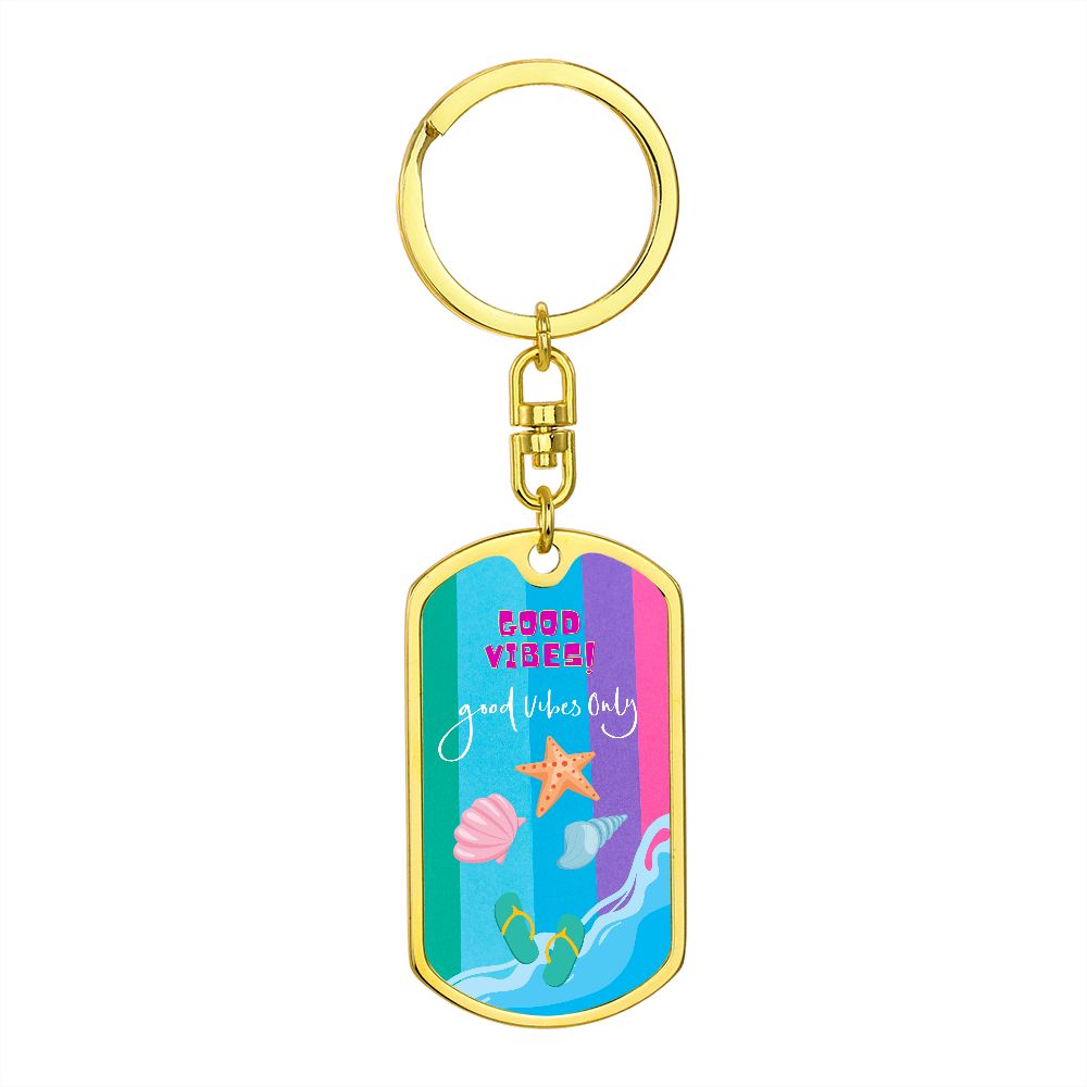 Good Vibes Only, Dog Tag With Swivel Keychain by Rachy Sparkle