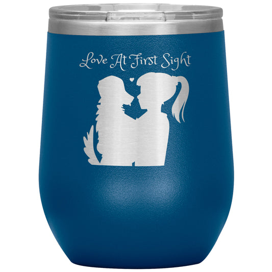 12 oz Wine Tumbler "Love at First Sight" Dog Lovers, Dog Mom, Dog Dad