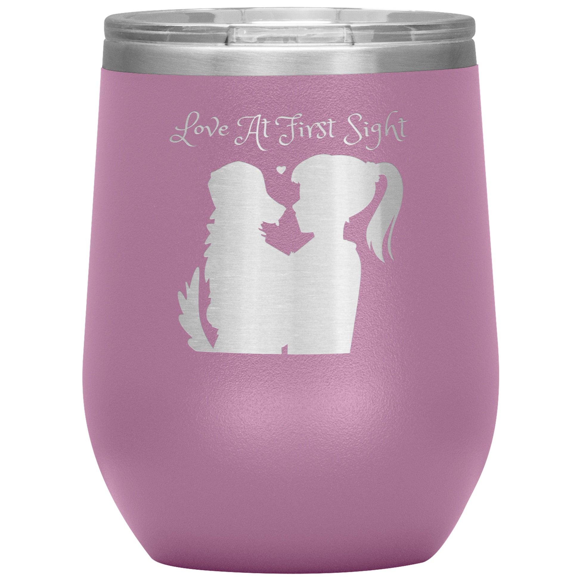 12 oz Wine Tumbler "Love at First Sight" Dog Lovers, Dog Mom, Dog Dad