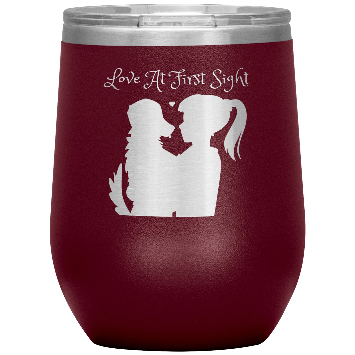 12 oz Wine Tumbler "Love at First Sight" Dog Lovers, Dog Mom, Dog Dad