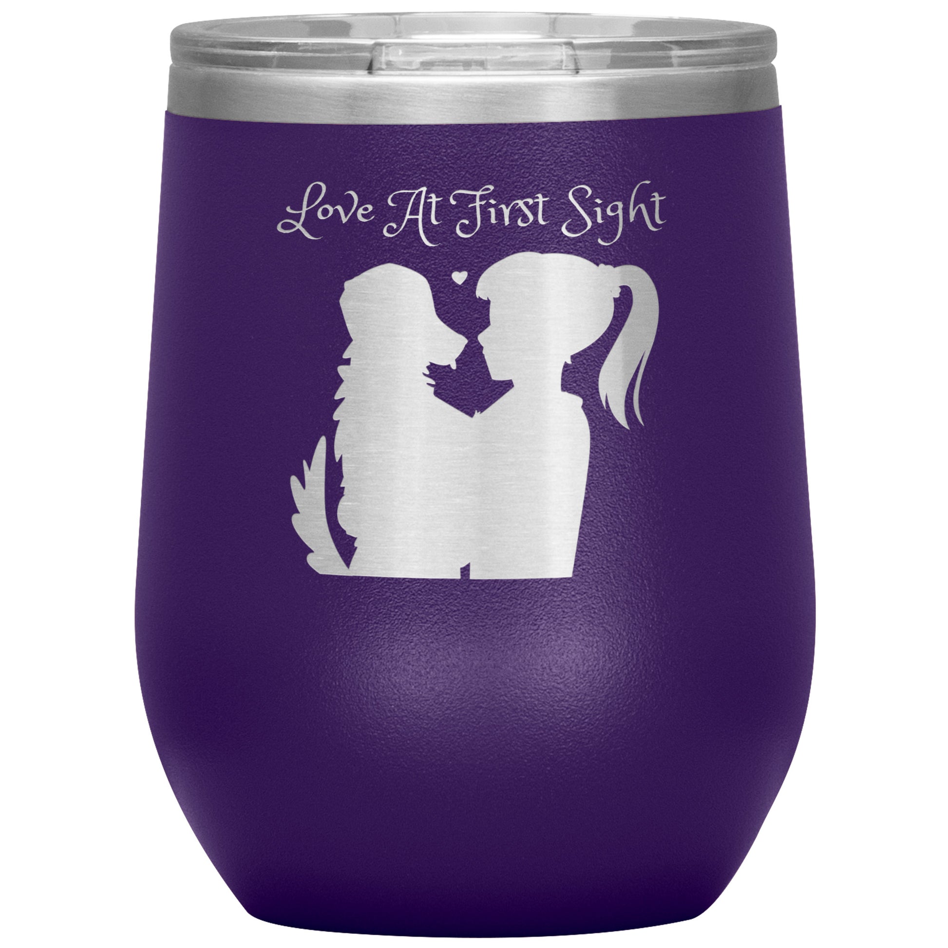 12 oz Wine Tumbler "Love at First Sight" Dog Lovers, Dog Mom, Dog Dad