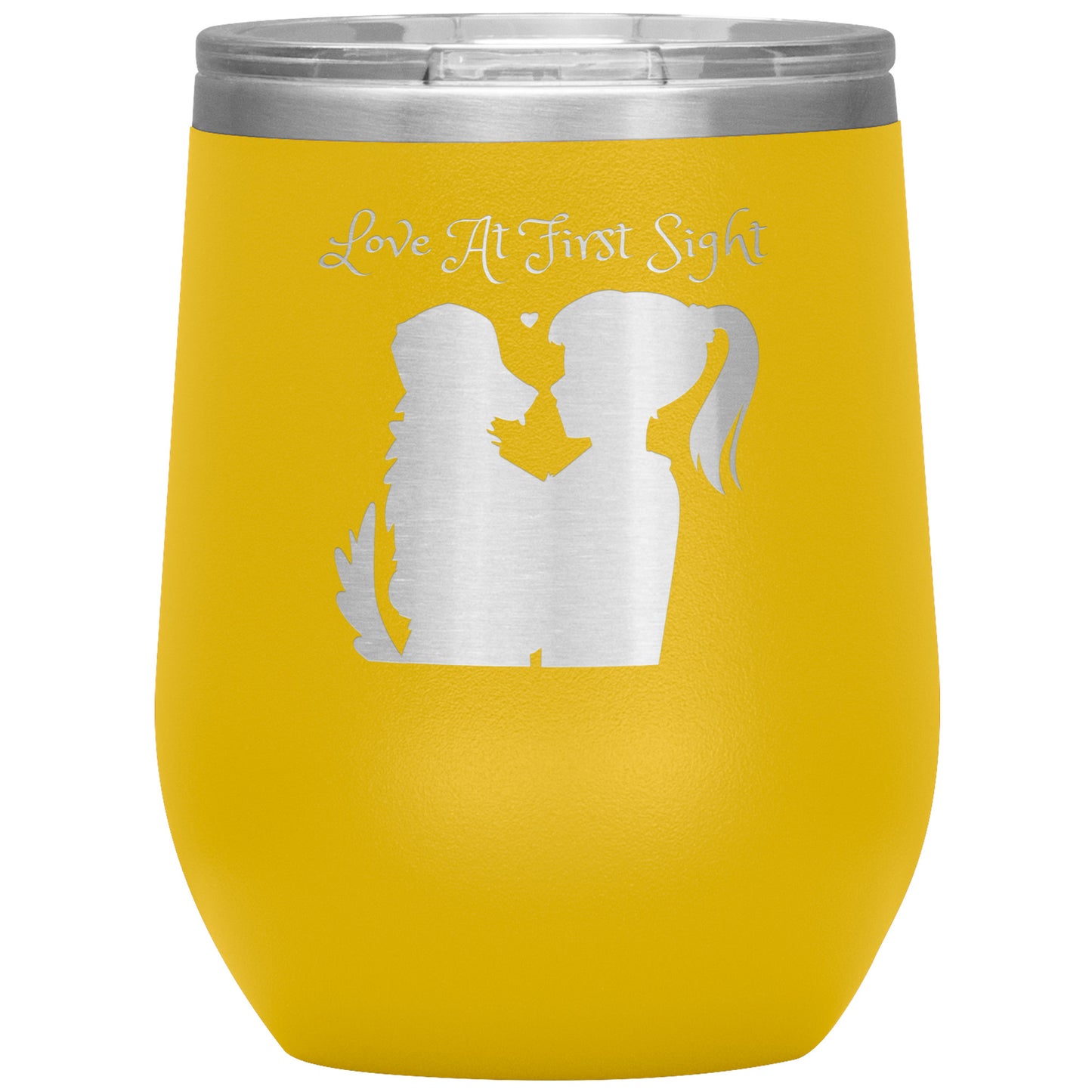 12 oz Wine Tumbler "Love at First Sight" Dog Lovers, Dog Mom, Dog Dad