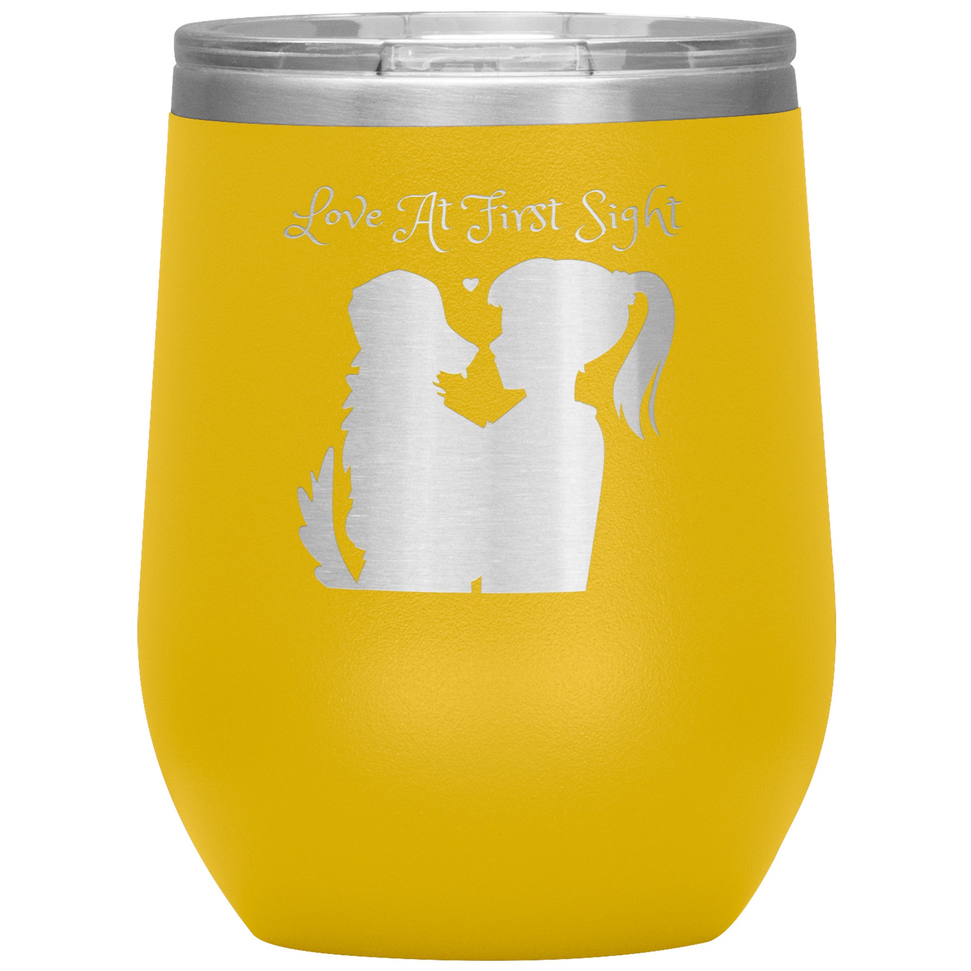 12 oz Wine Tumbler "Love at First Sight" Dog Lovers, Dog Mom, Dog Dad