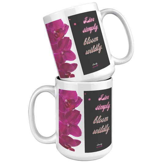 15 oz mug, Live Simply, Bloom Wildly