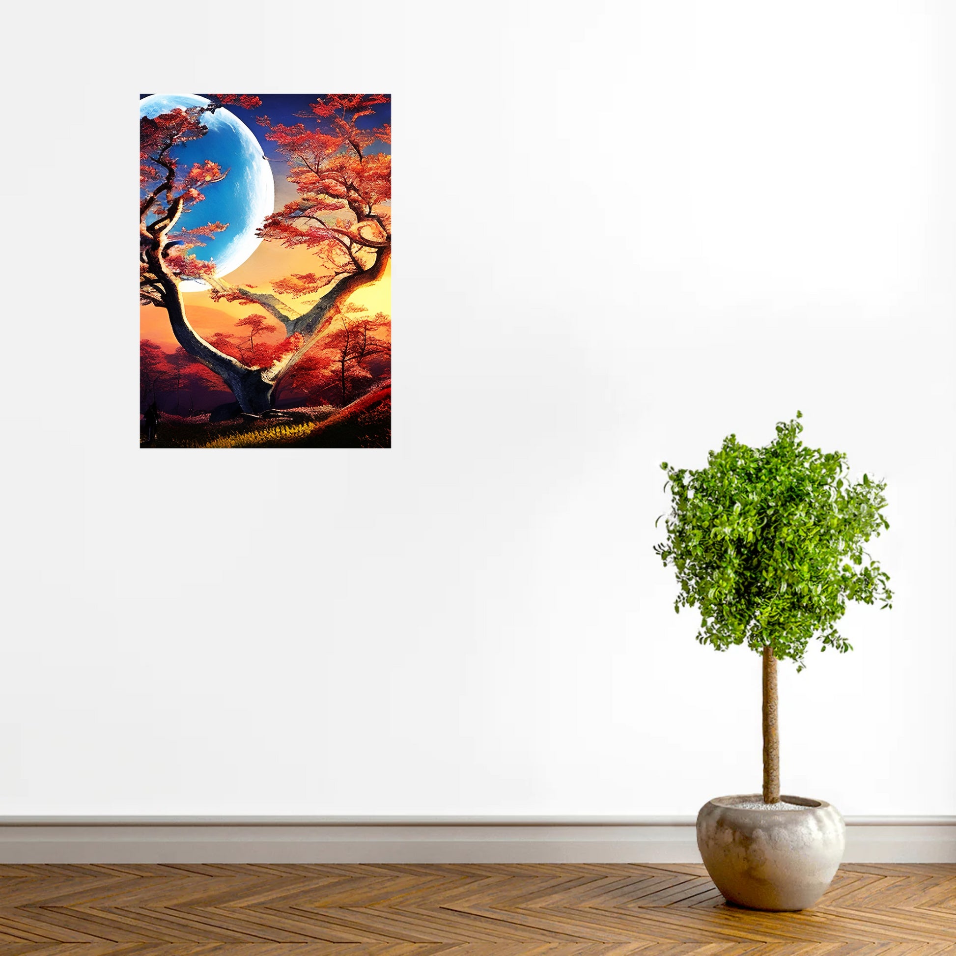 Paper Poster-Premium Moon & Tree Design