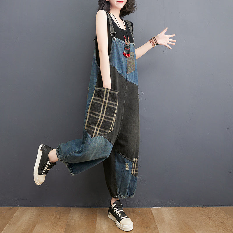 Spring, Summer or fall Denim Big Pockets Overall Jumpsuit Sleeveless