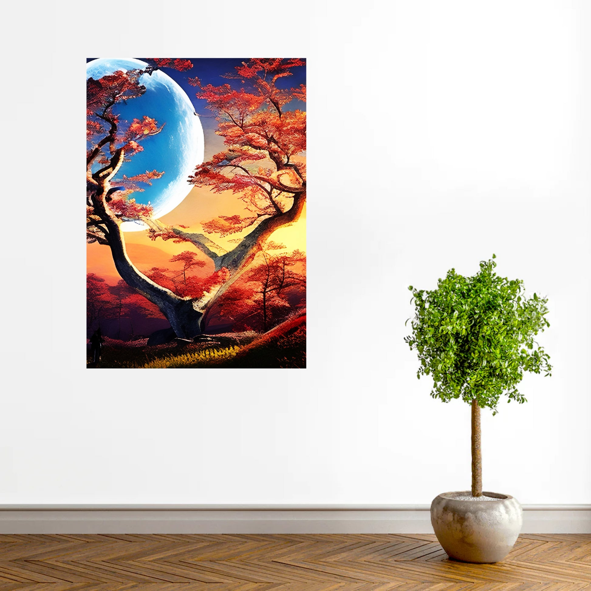 Paper Poster-Premium Moon & Tree Design