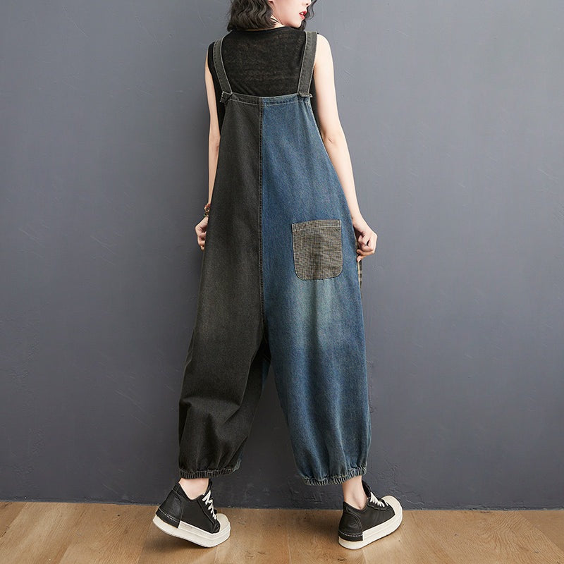 Spring, Summer or fall Denim Big Pockets Overall Jumpsuit Sleeveless