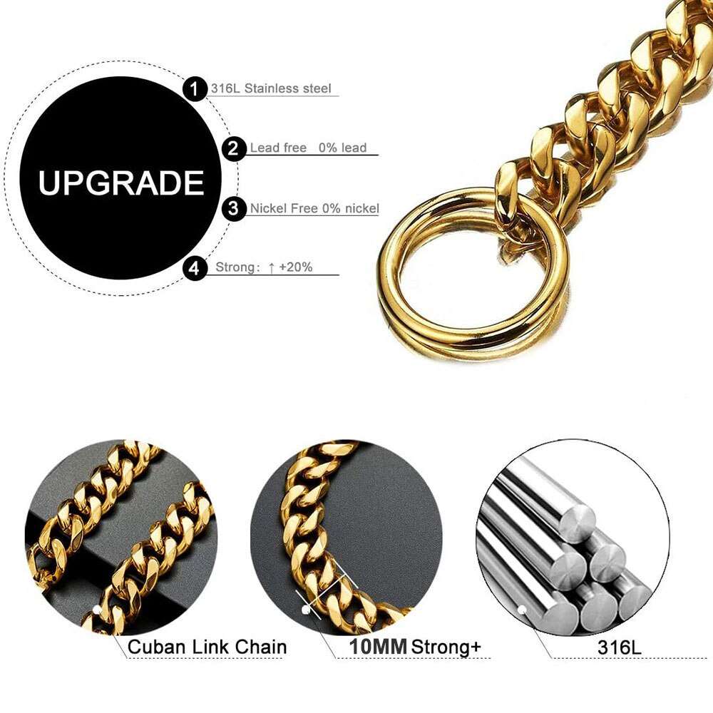 18K Gold Cuban Link Chain Collar for Dogs