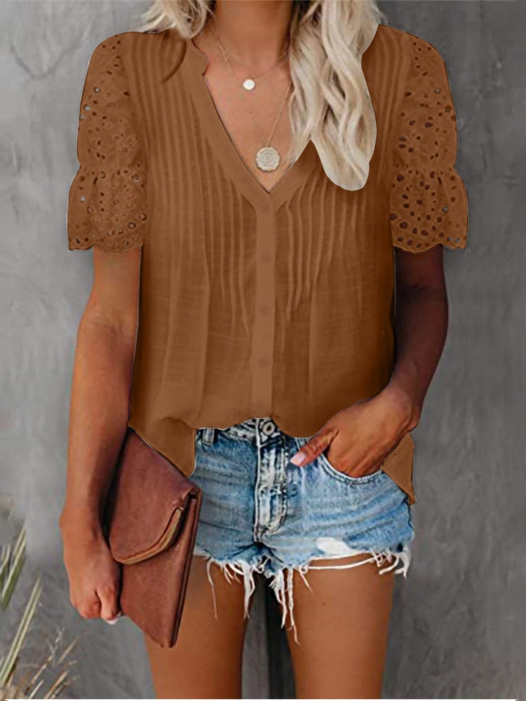 Shirt with Lace and V-neck Emily