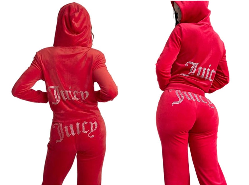 Juicy Sweatshirt and Pants with Diamonds, Track Suit