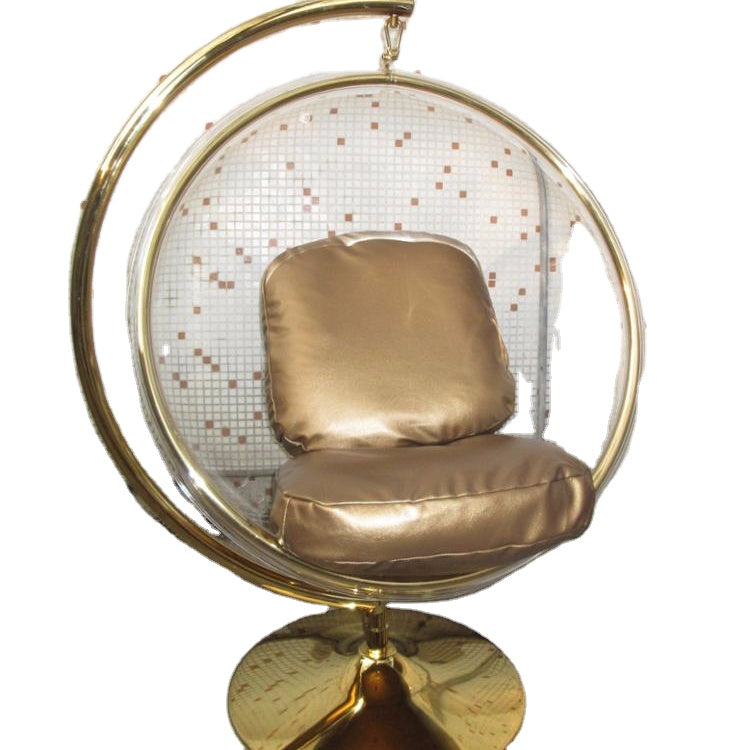 Modern Living Room Furniture Acrylic Bubble Chair Egg Chair in brass gold chrome steel