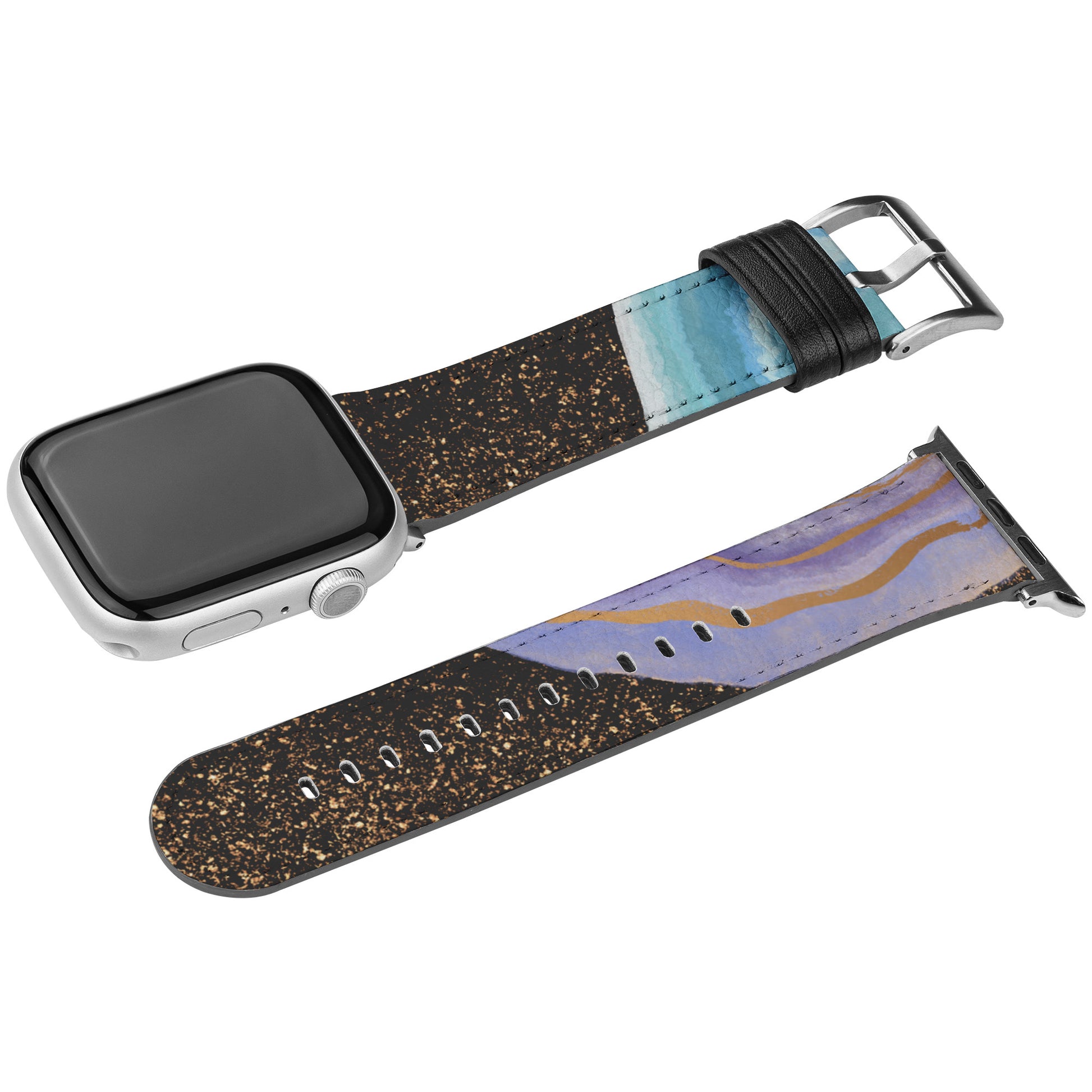 Apple Watch Band With Black, Gold Glitter, Agate Style by Rachy Sparkle