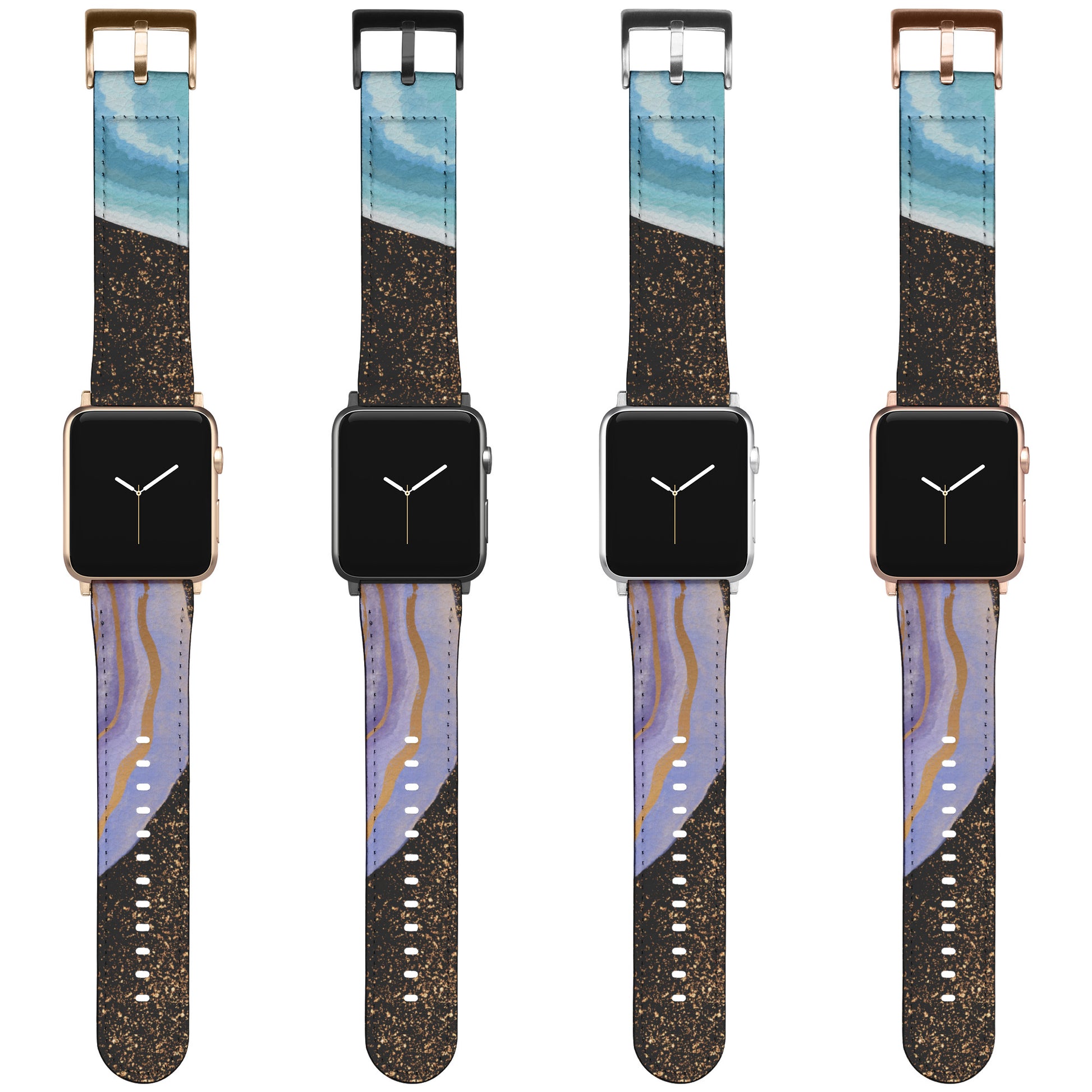 Apple Watch Band With Black, Gold Glitter, Agate Style by Rachy Sparkle