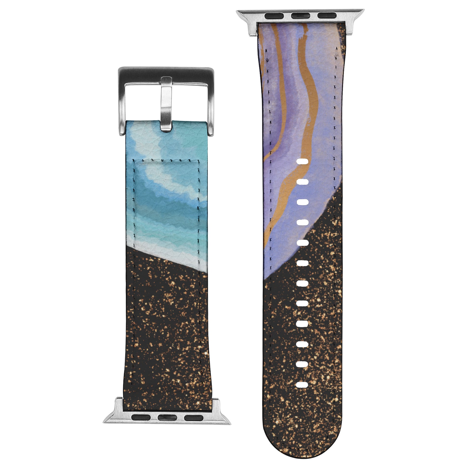 Apple Watch Band With Black, Gold Glitter, Agate Style by Rachy Sparkle
