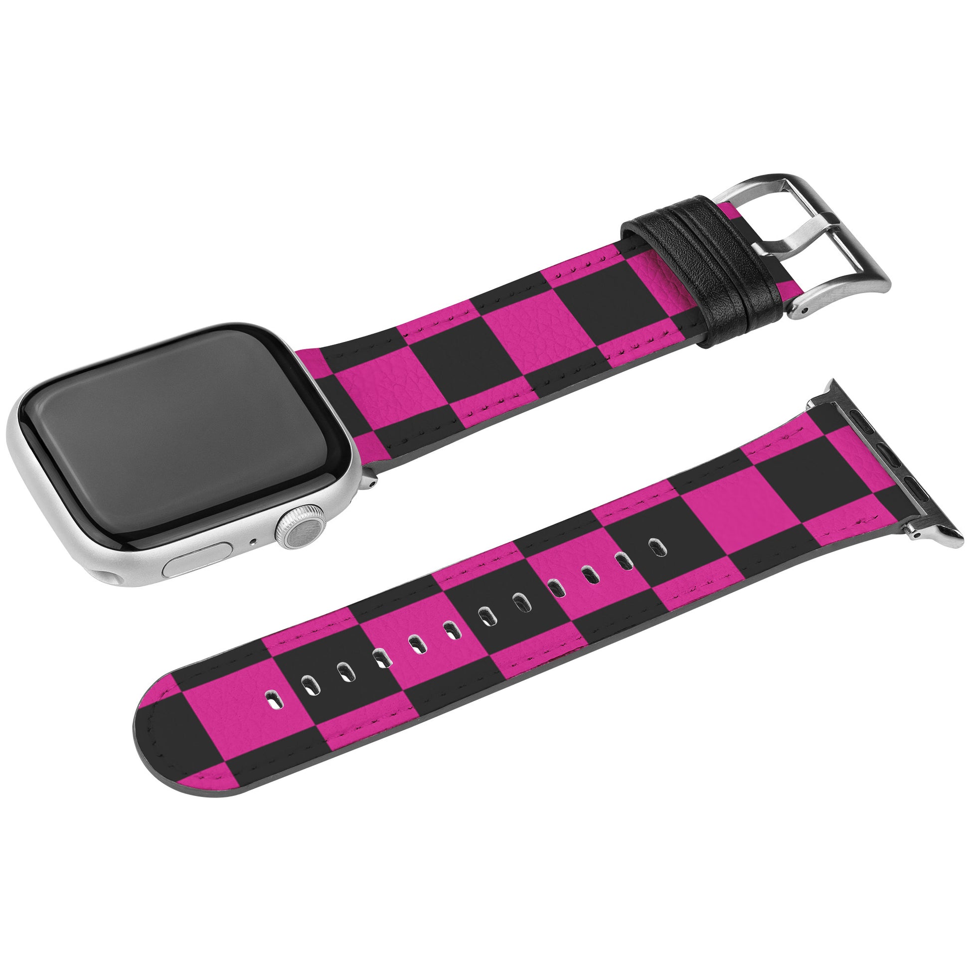 Apple watch Band, Pink & Black Checker Board by Rachy Sparkle