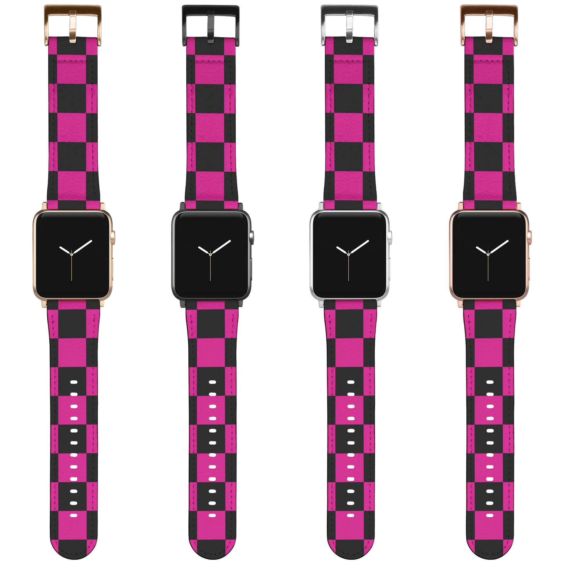 Apple watch Band, Pink & Black Checker Board by Rachy Sparkle