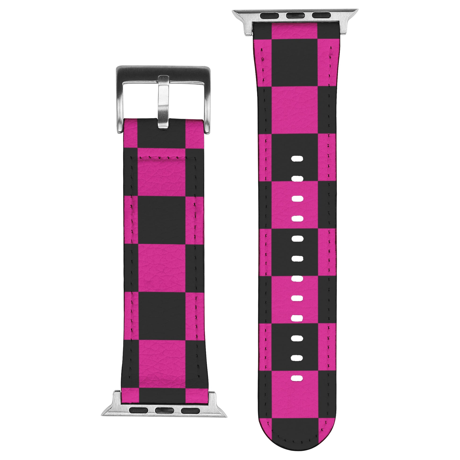 Apple watch Band, Pink & Black Checker Board by Rachy Sparkle