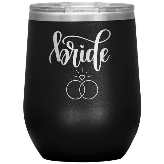 BRIDE WINE TUMBLER WITH A RING, RACHY SPARKLE