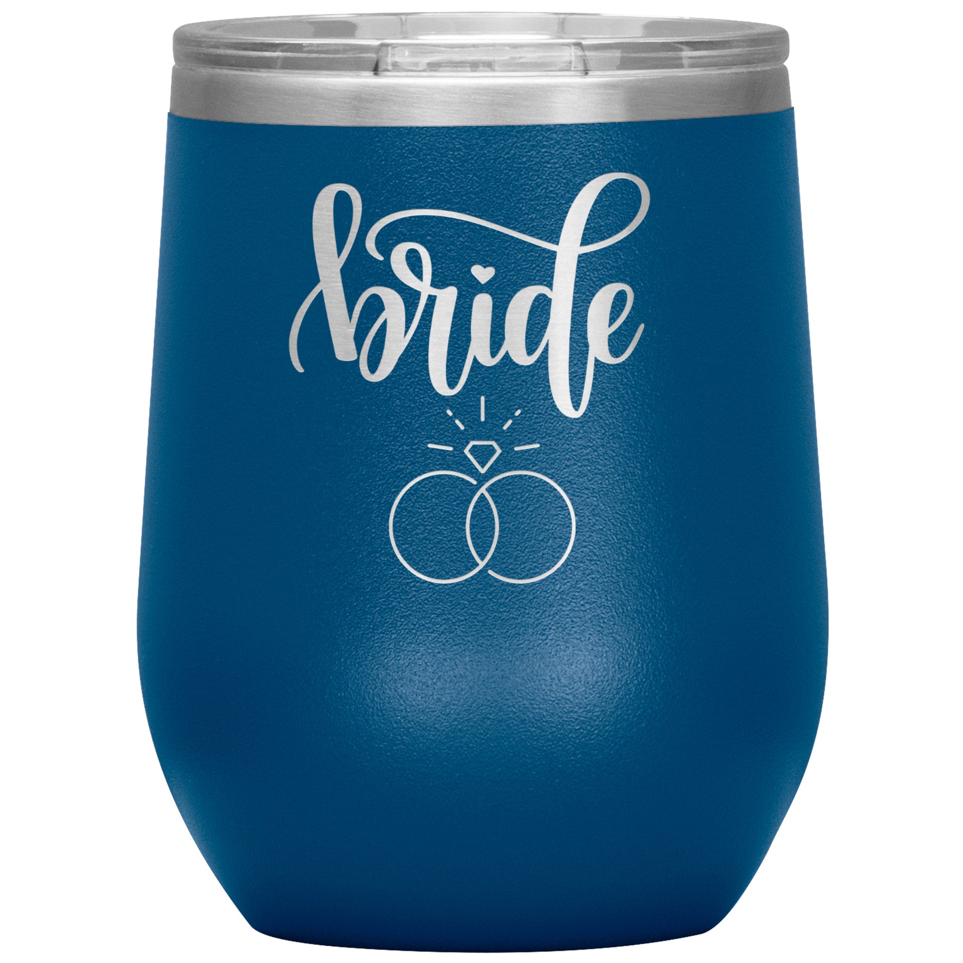 BRIDE WINE TUMBLER WITH A RING, RACHY SPARKLE