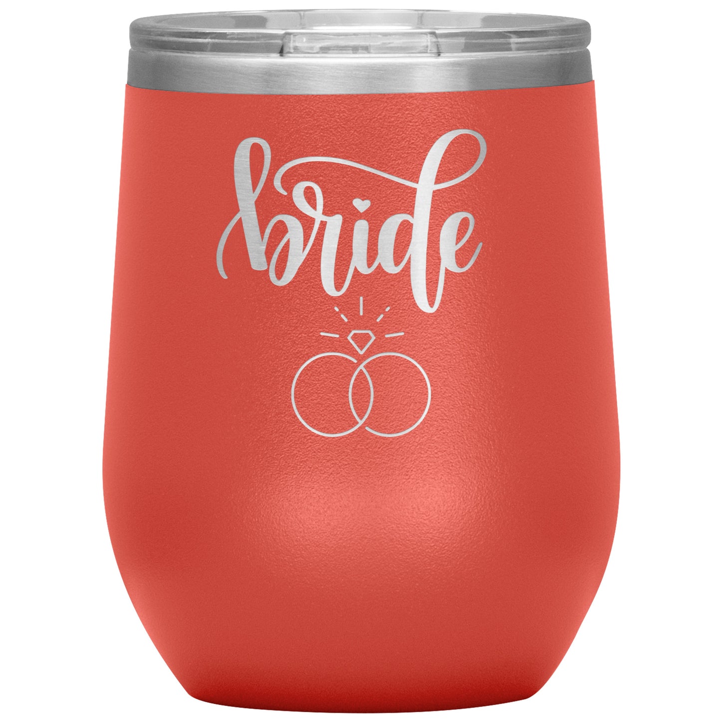 BRIDE WINE TUMBLER WITH A RING, RACHY SPARKLE