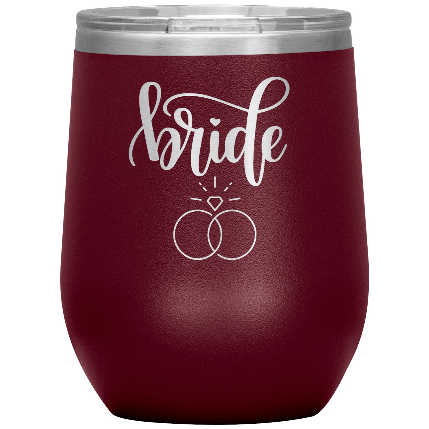BRIDE WINE TUMBLER WITH A RING, RACHY SPARKLE