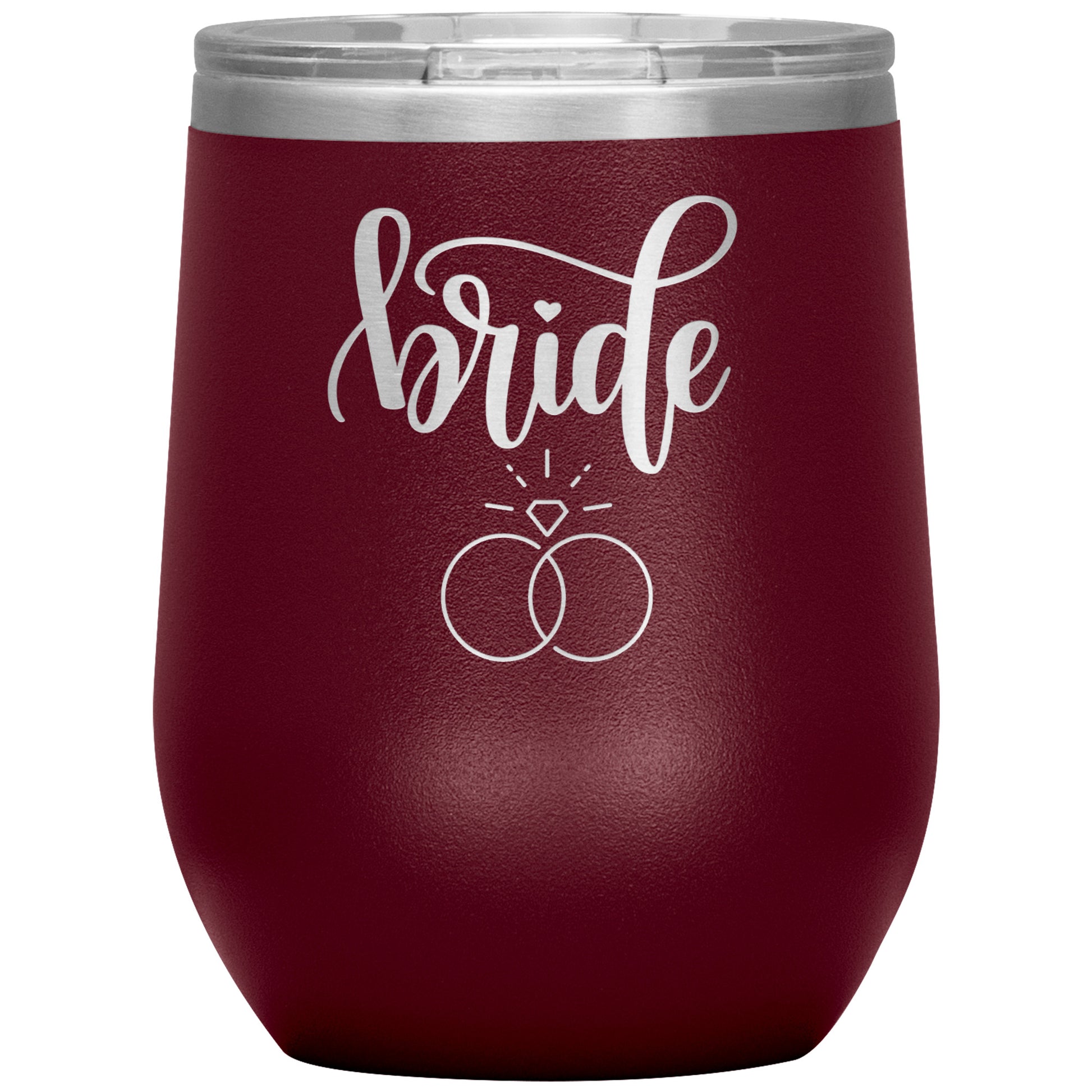 BRIDE WINE TUMBLER WITH A RING, RACHY SPARKLE