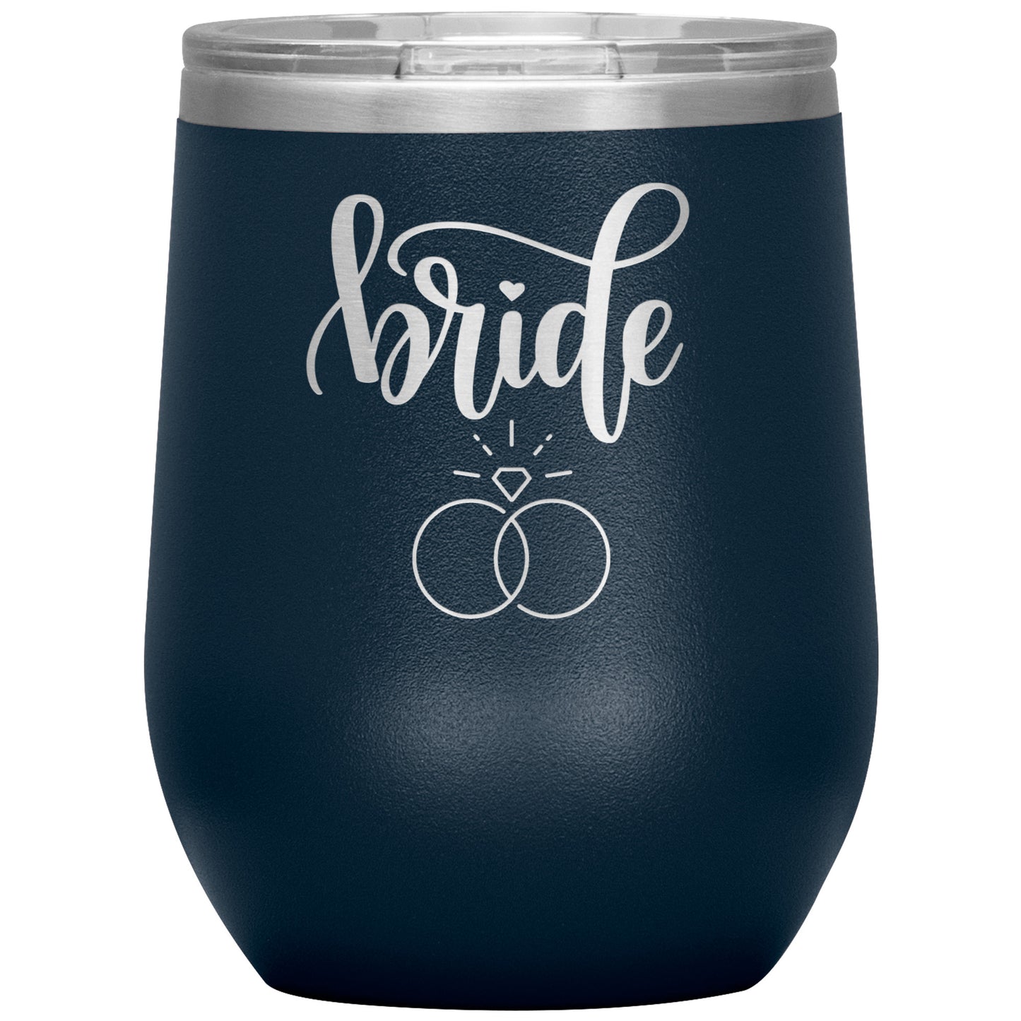 BRIDE WINE TUMBLER WITH A RING, RACHY SPARKLE