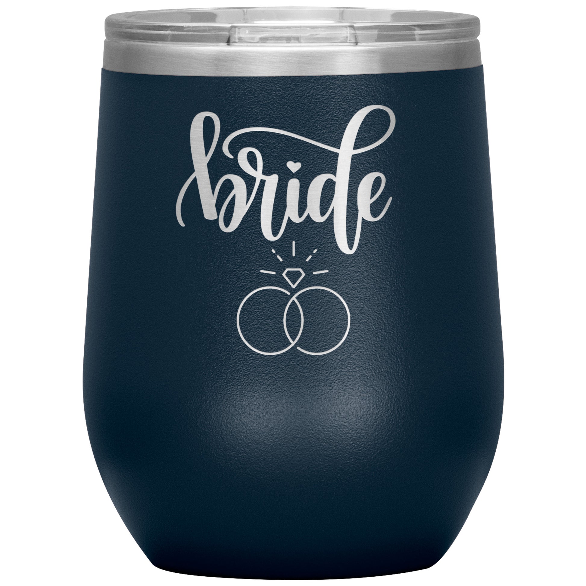 BRIDE WINE TUMBLER WITH A RING, RACHY SPARKLE