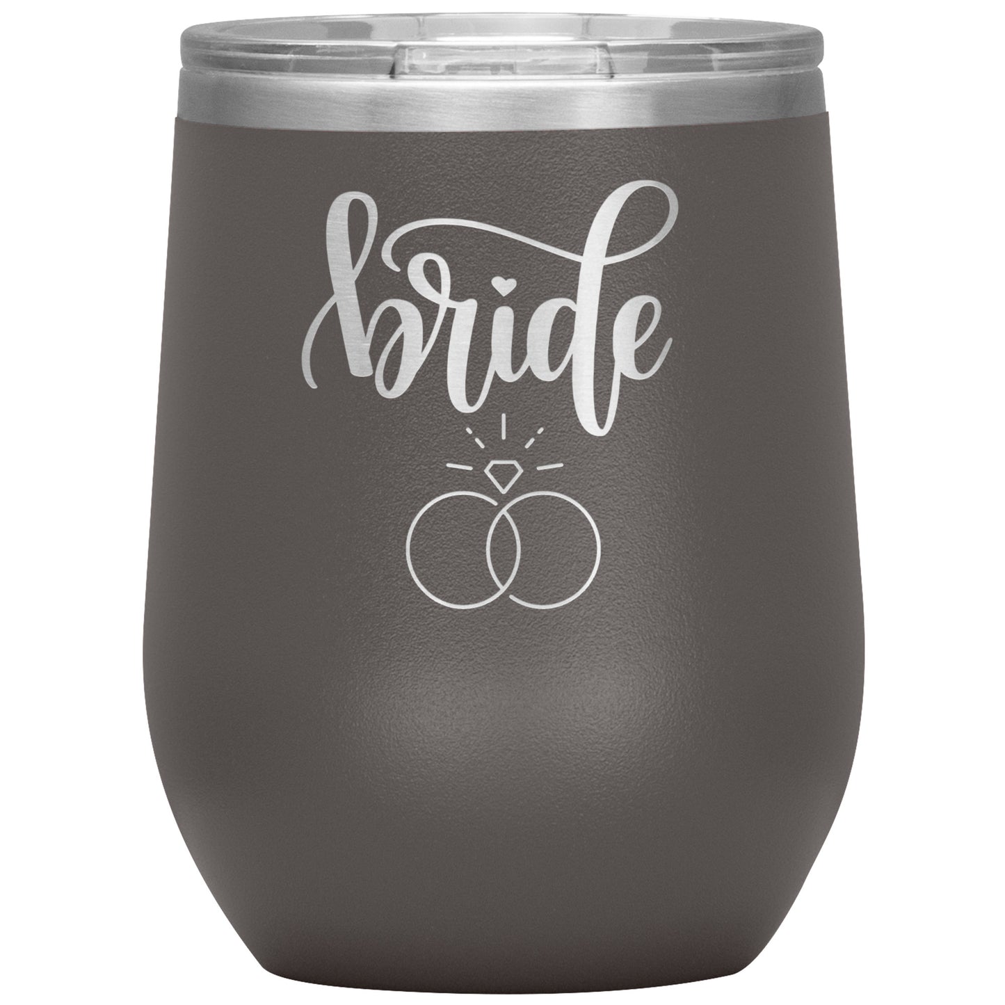 BRIDE WINE TUMBLER WITH A RING, RACHY SPARKLE