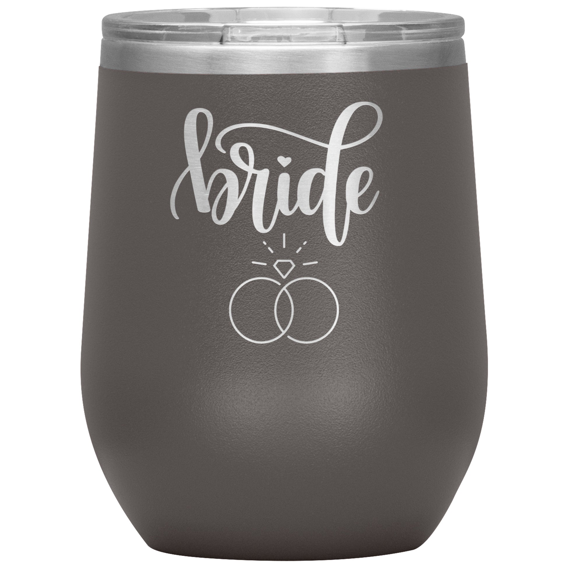 BRIDE WINE TUMBLER WITH A RING, RACHY SPARKLE