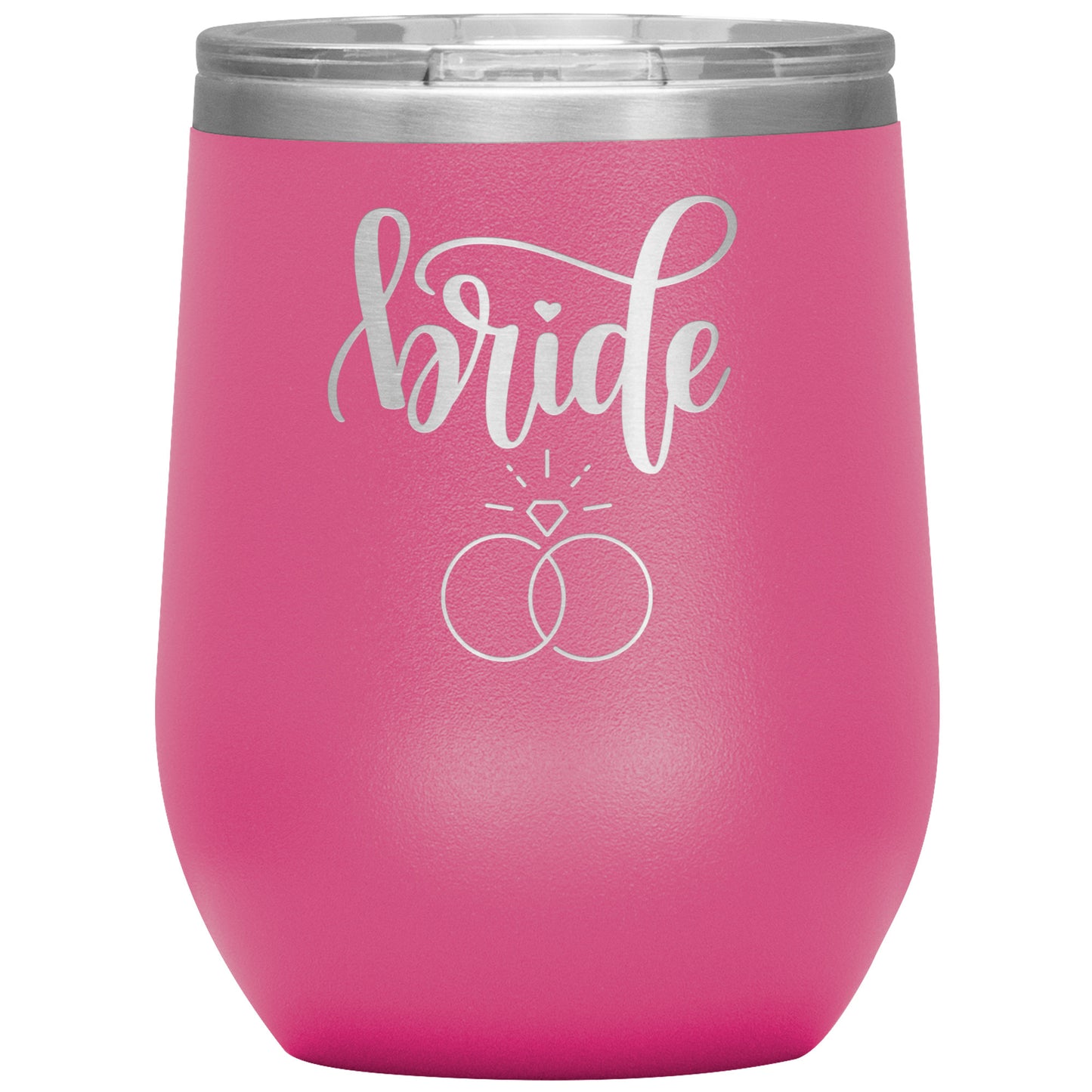 BRIDE WINE TUMBLER WITH A RING, RACHY SPARKLE