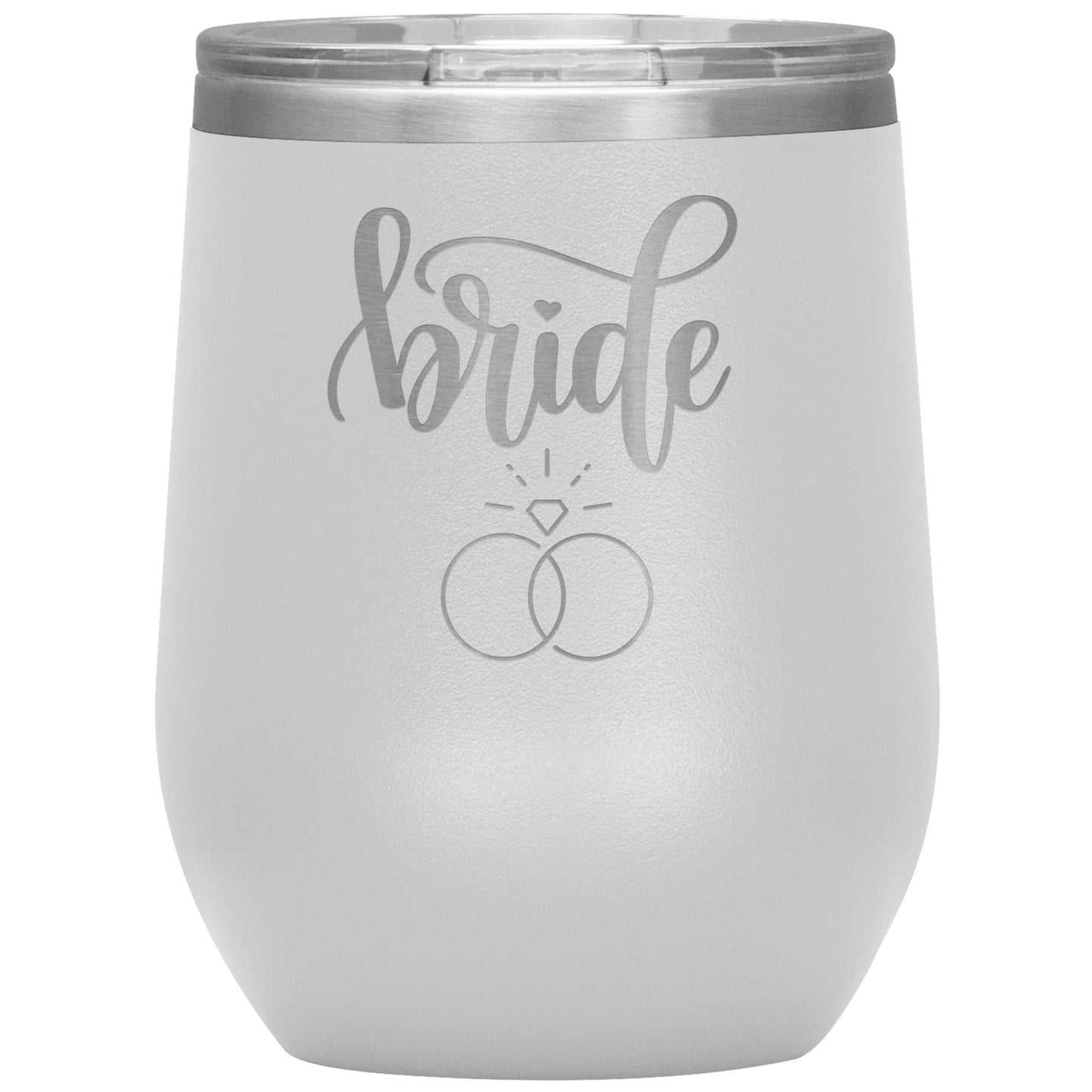 BRIDE WINE TUMBLER WITH A RING, RACHY SPARKLE