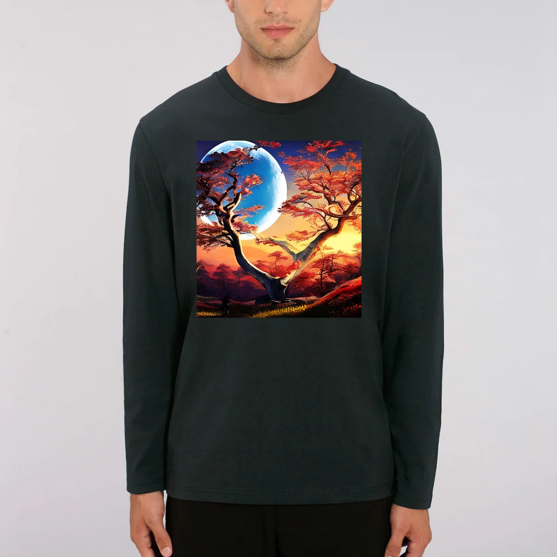 Long Sleeve T-Shirt- Moon & Tree Design