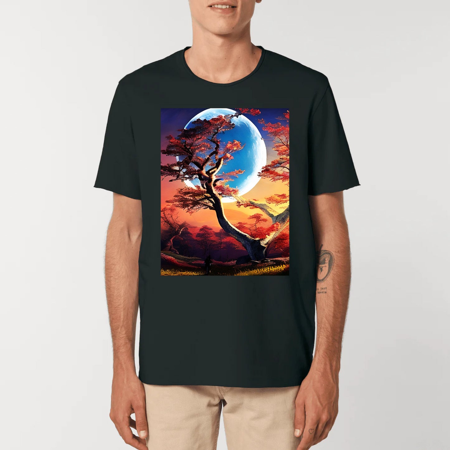 Oranic Cotton T-Shirt -Moon & Tree Design