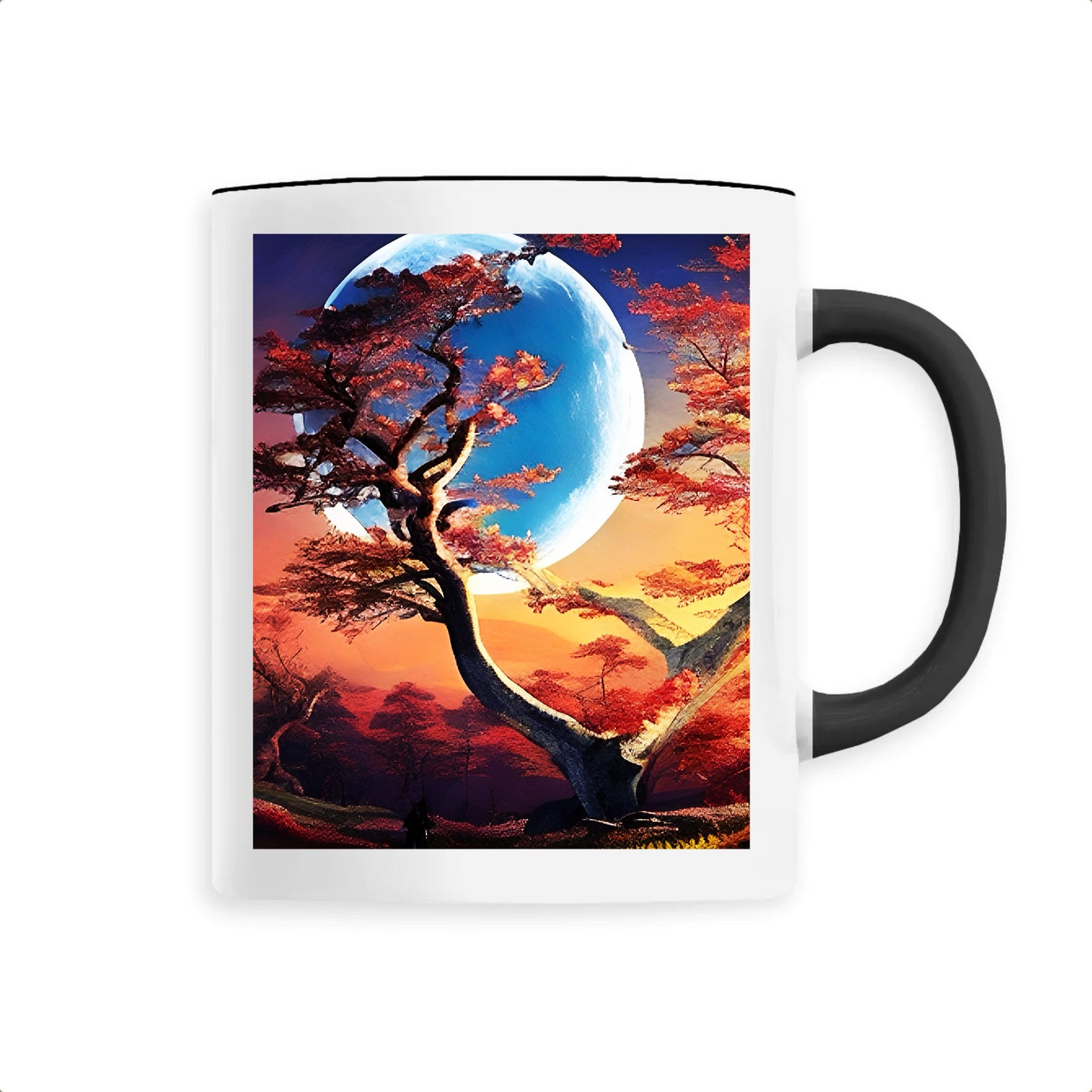 Moon & Tree Ceramic Cup, Mug, Tankard, Earthernware, Pottery, Terracotta