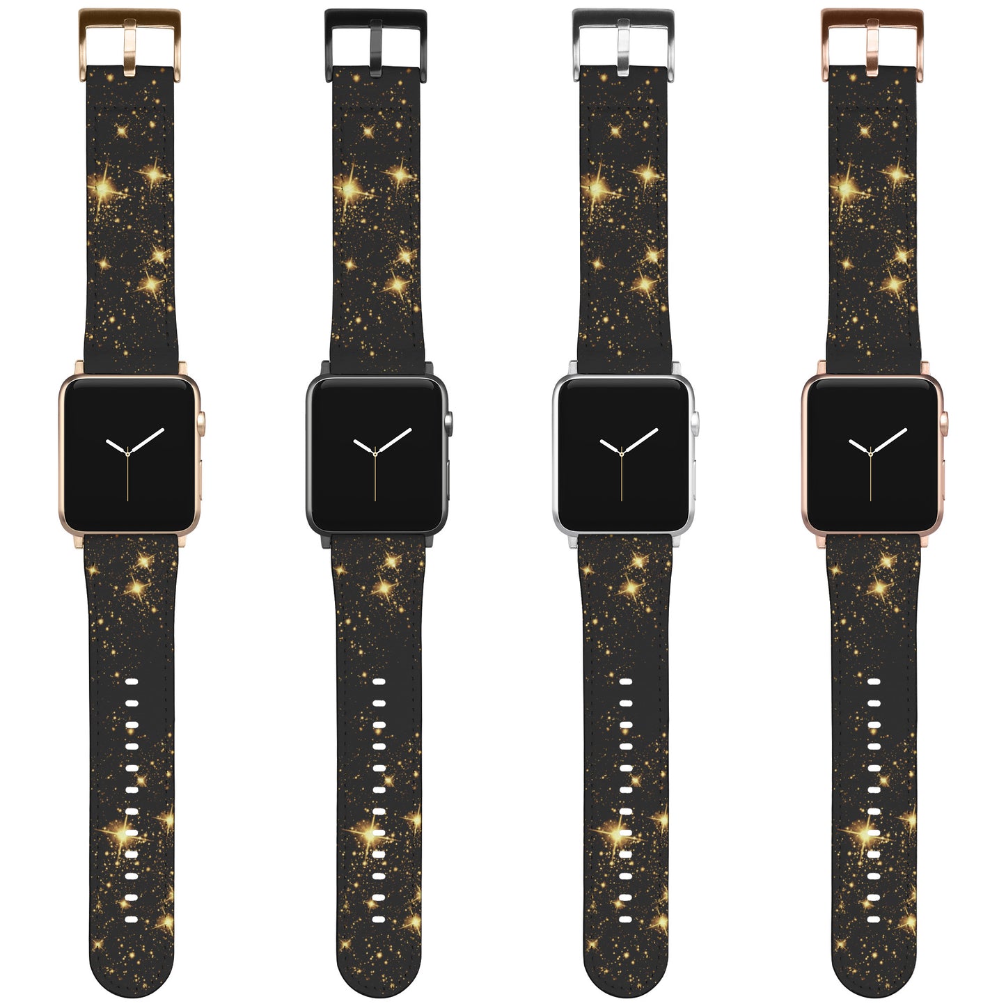 Black Apple Watch Band With Gold Stars
