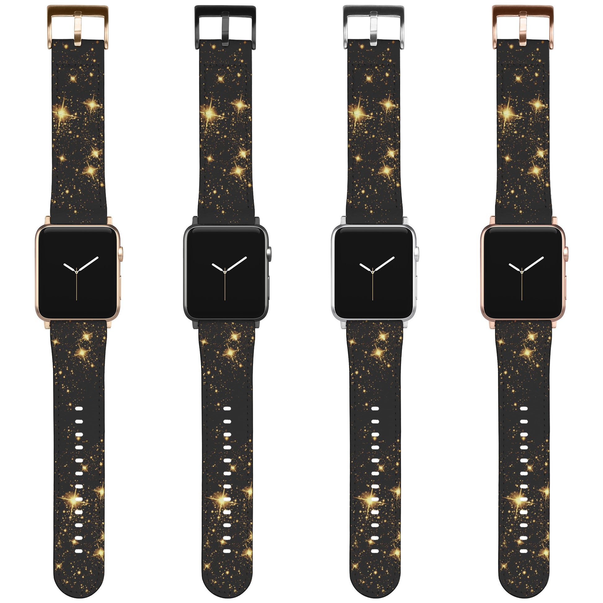 Black Apple Watch Band With Gold Stars