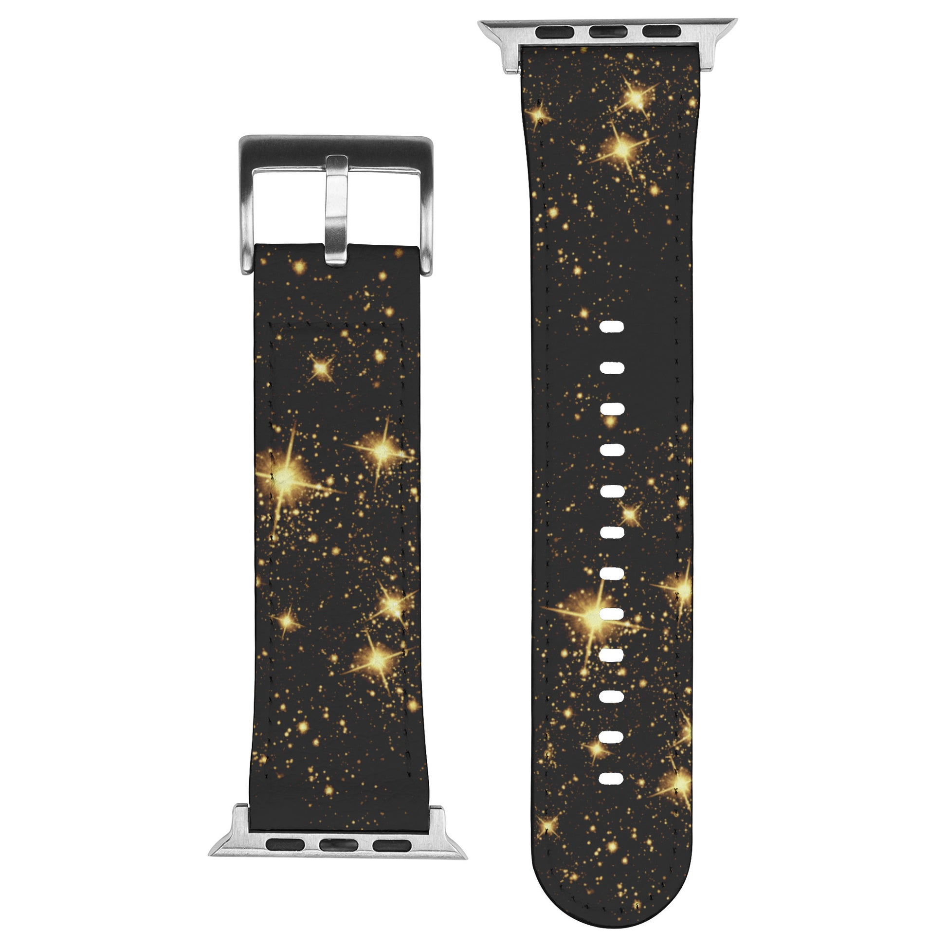 Black Apple Watch Band With Gold Stars