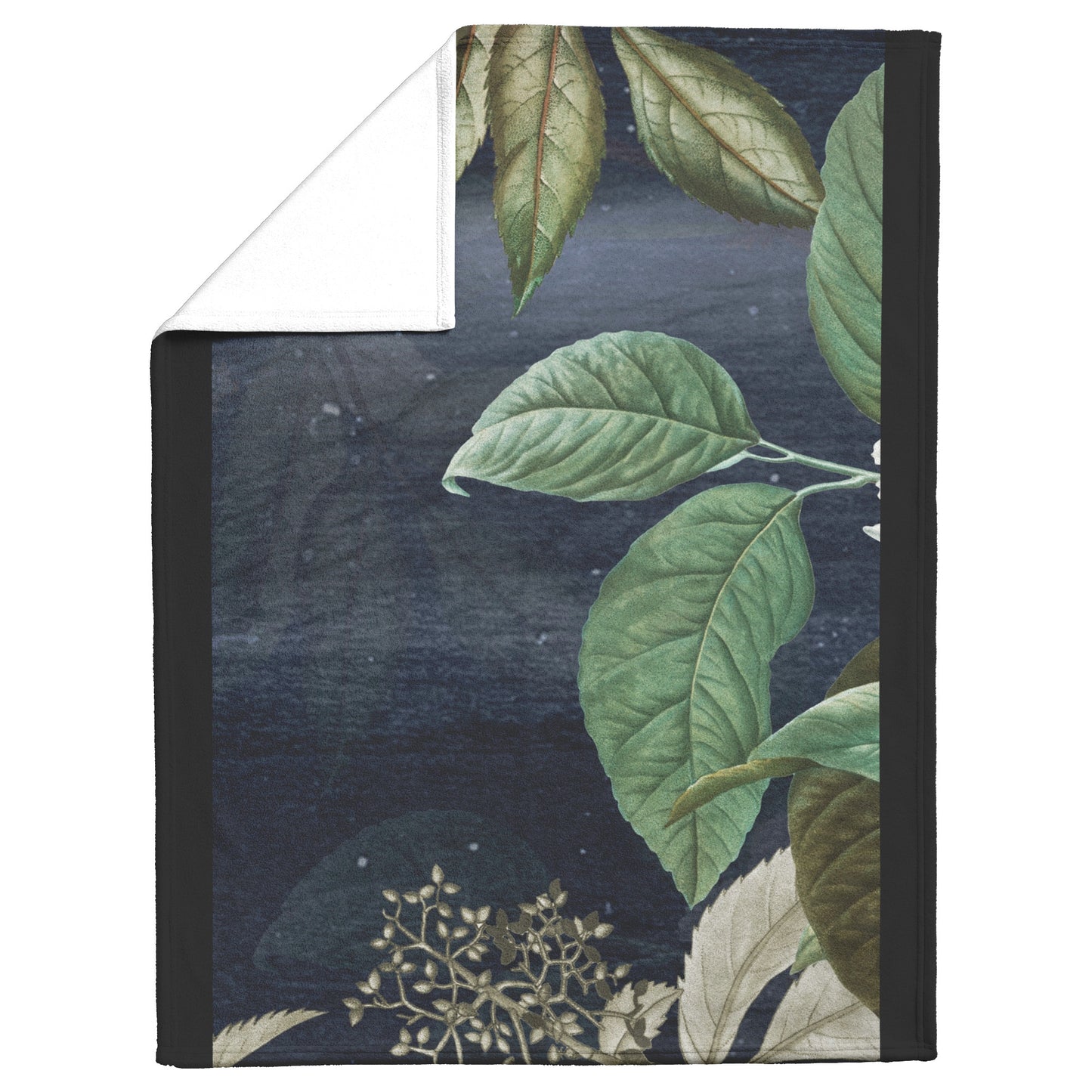 Black Fleece Blanket With Some Modern Herbs